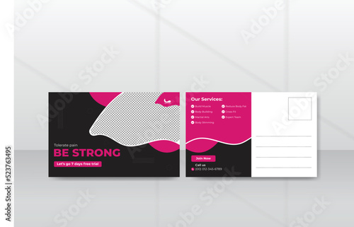 Body Muscle Luxury Postcard Pink Black Color Design