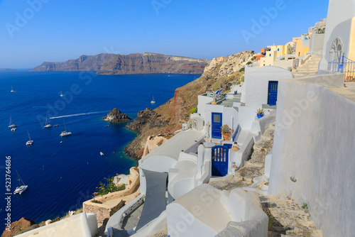 Townscape of Oia in Santorini Island  Greece.