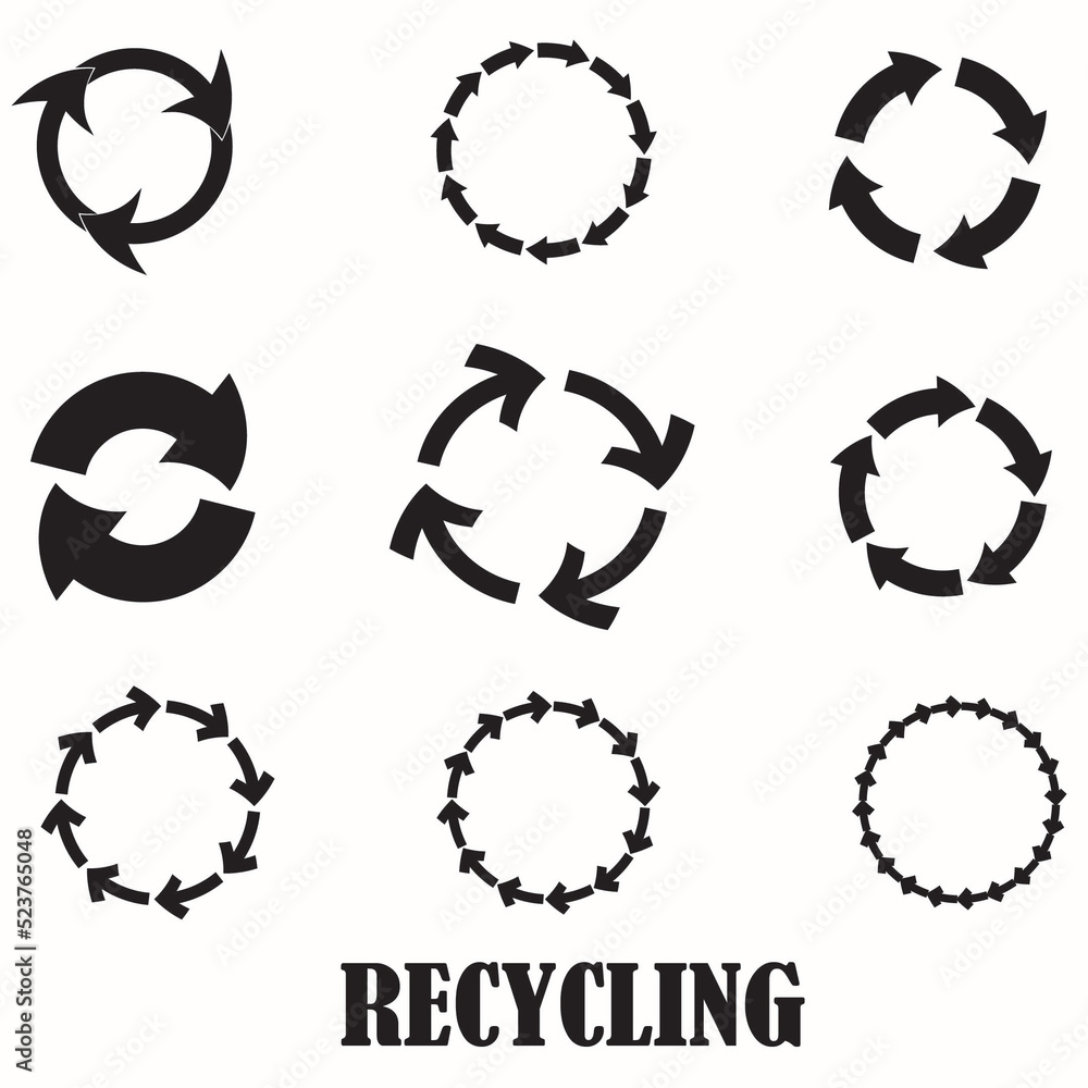 set of recycling . recycling sign of icon