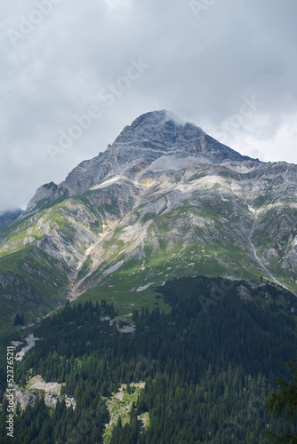 Scenic view on alps peaks