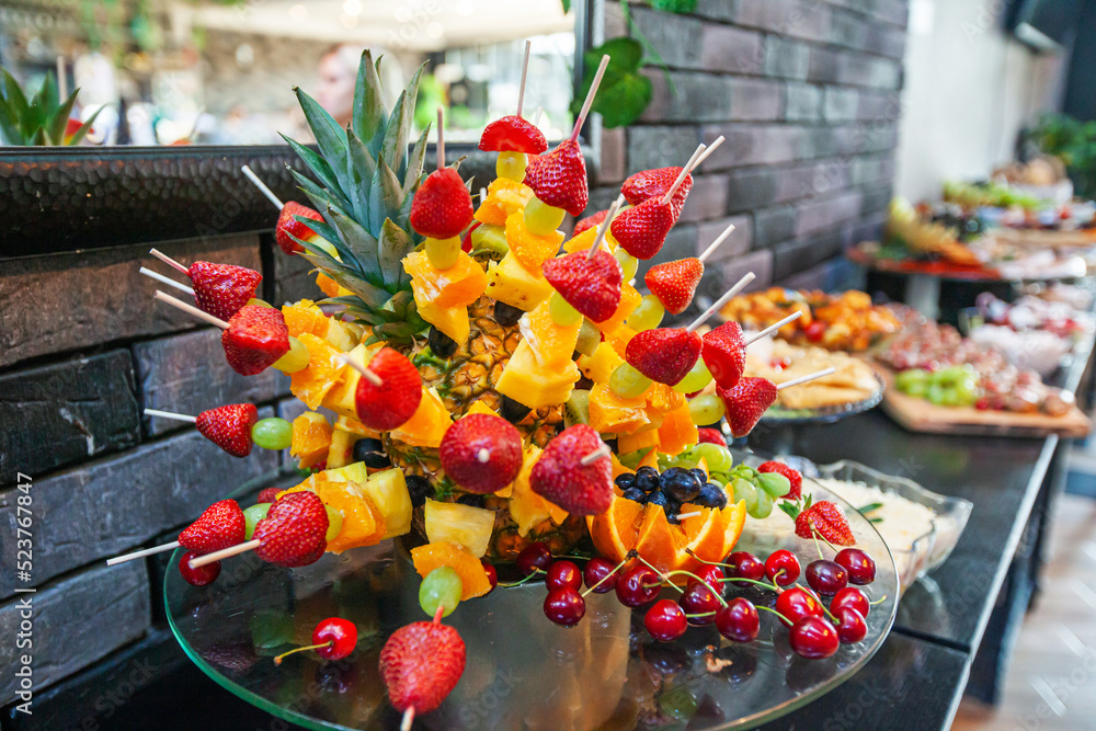 Mixed Fruit Platter At Birthday Buffet Food Event Catering Festive Restaurant Table