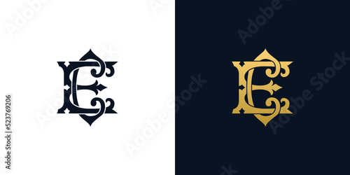 Decorative Vintage Initial letters CE monogram. Suitable for tattoo studio, salon, boutique, hotel, college, retro, interlock style