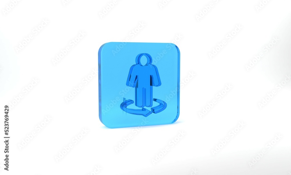 Blue 3d modeling icon isolated on grey background. Augmented reality or virtual reality. Glass square button. 3d illustration 3D render Blue 3d modeling icon isolated on grey background. Augmented reality or virtual reality. Glass square button. 3d illustration 3D render