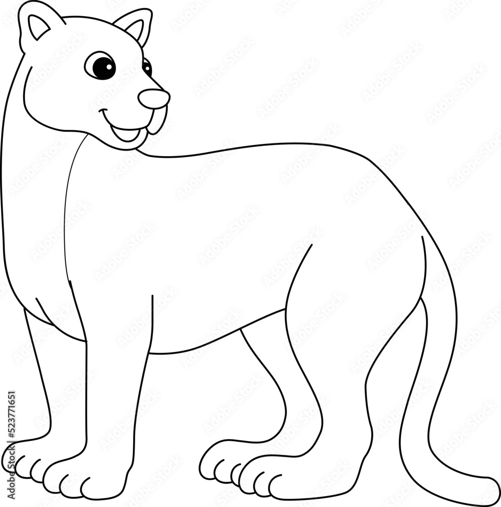 Puma Animal Isolated Coloring Page for Kids Stock Vector | Adobe Stock