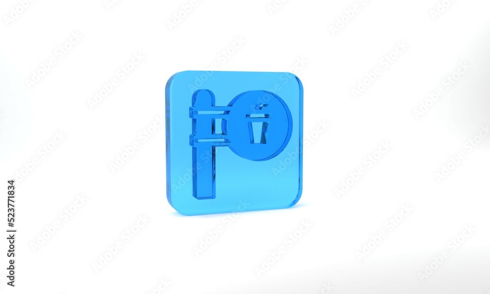 Blue Cafe and restaurant location icon isolated on grey background. Fork and spoon eatery sign inside pinpoint. Glass square button. 3d illustration 3D render. Blue Cafe and restaurant location icon isolated on grey background. Fork and spoon eatery sign inside pinpoint. Glass square button. 3d illustration 3D render.
