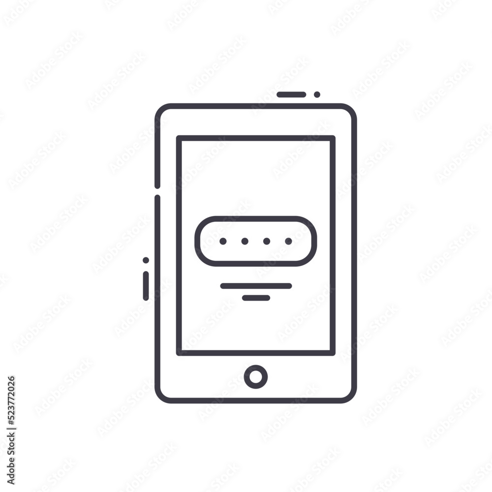 mobile password line icon, outline symbol, vector illustration, concept sign mobile password line icon, outline symbol, vector illustration, concept sign