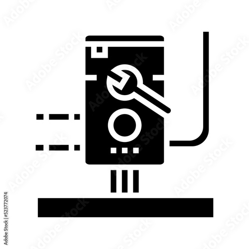 water heater boiler installing glyph icon vector illustration