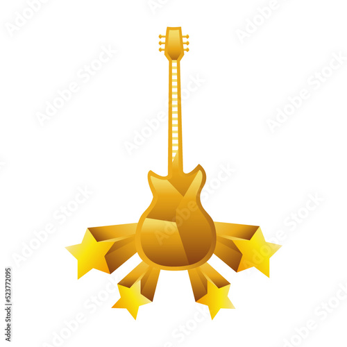 golden rock star award guitar - isolated vector graphic