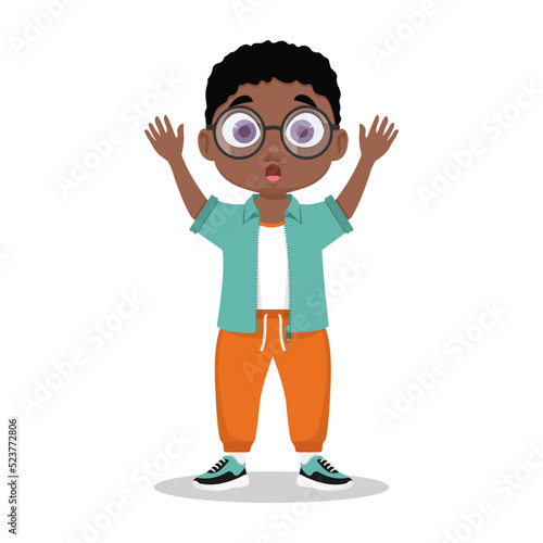Nice dark skinned boy. Vector illustration