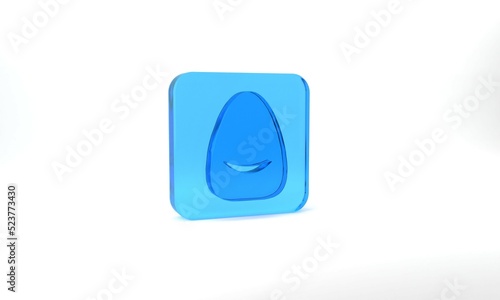 Blue Pouf icon isolated on grey background. Soft chair. Bag for the seat. Comfortable furniture armchair. Glass square button. 3d illustration 3D render © Iryna