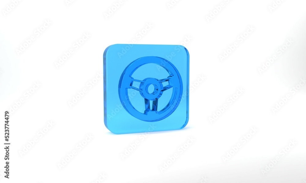 Blue Racing simulator cockpit icon isolated on grey background. Gaming accessory. Gadget for driving simulation game. Glass square button. 3d illustration 3D render Blue Racing simulator cockpit icon isolated on grey background. Gaming accessory. Gadget for driving simulation game. Glass square button. 3d illustration 3D render