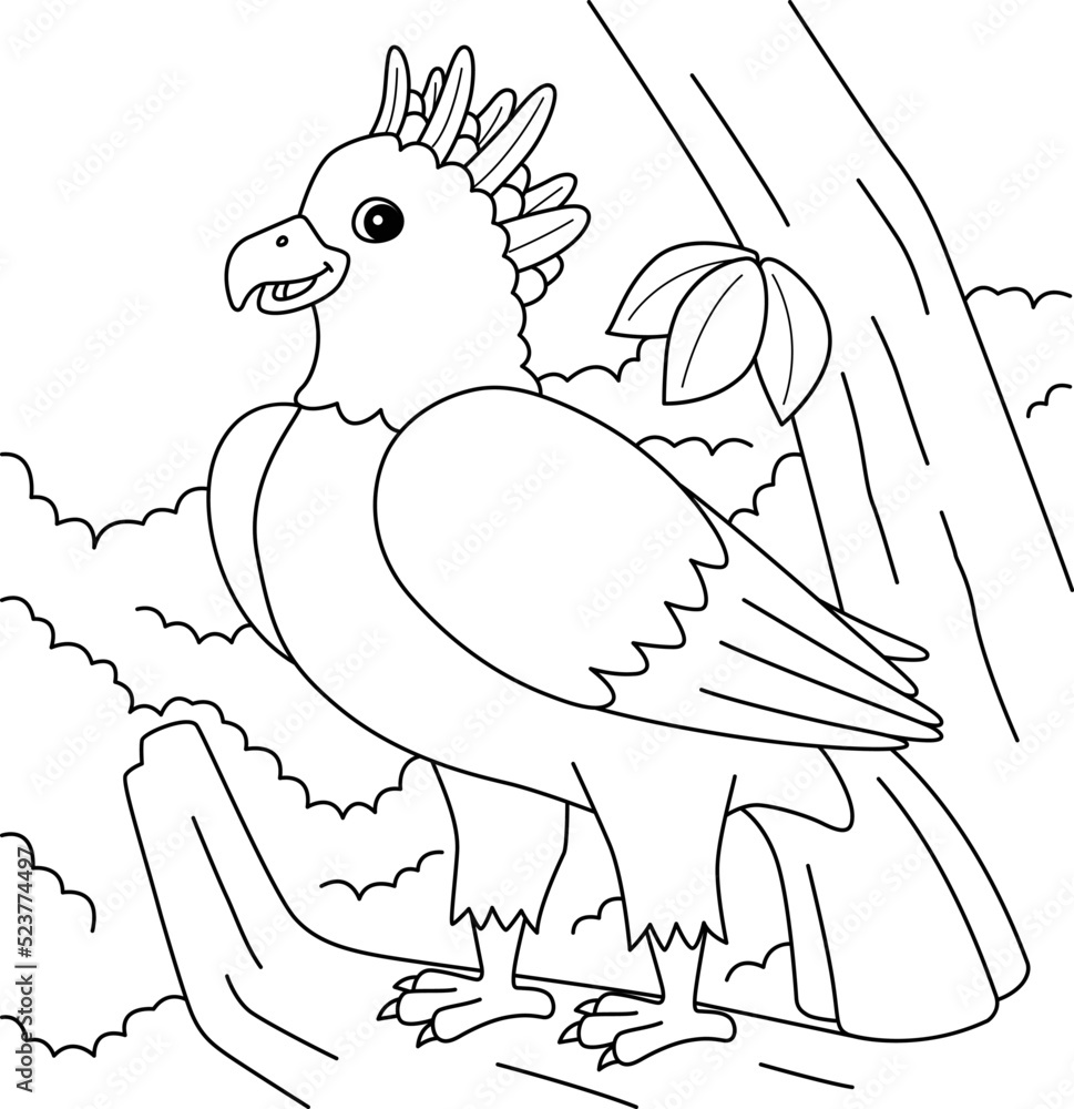 Harpy Eagle Animal Coloring Page for Kids Stock Vector | Adobe Stock