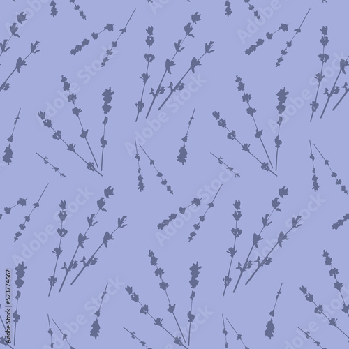 Delicate lavender sprig seamless pattern, cute blue lilac purple wallpaper