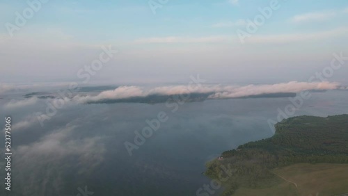 Wallpaper Mural Dawn on a foggy morning in the village from a height Torontodigital.ca