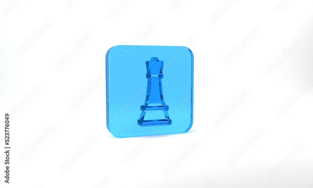 Blue Chess icon isolated on grey background. Business strategy. Game, management, finance. Glass square button. 3d illustration 3D render Blue Chess icon isolated on grey background. Business strategy. Game, management, finance. Glass square button. 3d illustration 3D render
