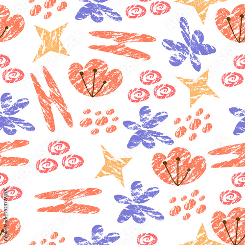 Bright retro abstract seamless pattern.Pattern with grunge elements.