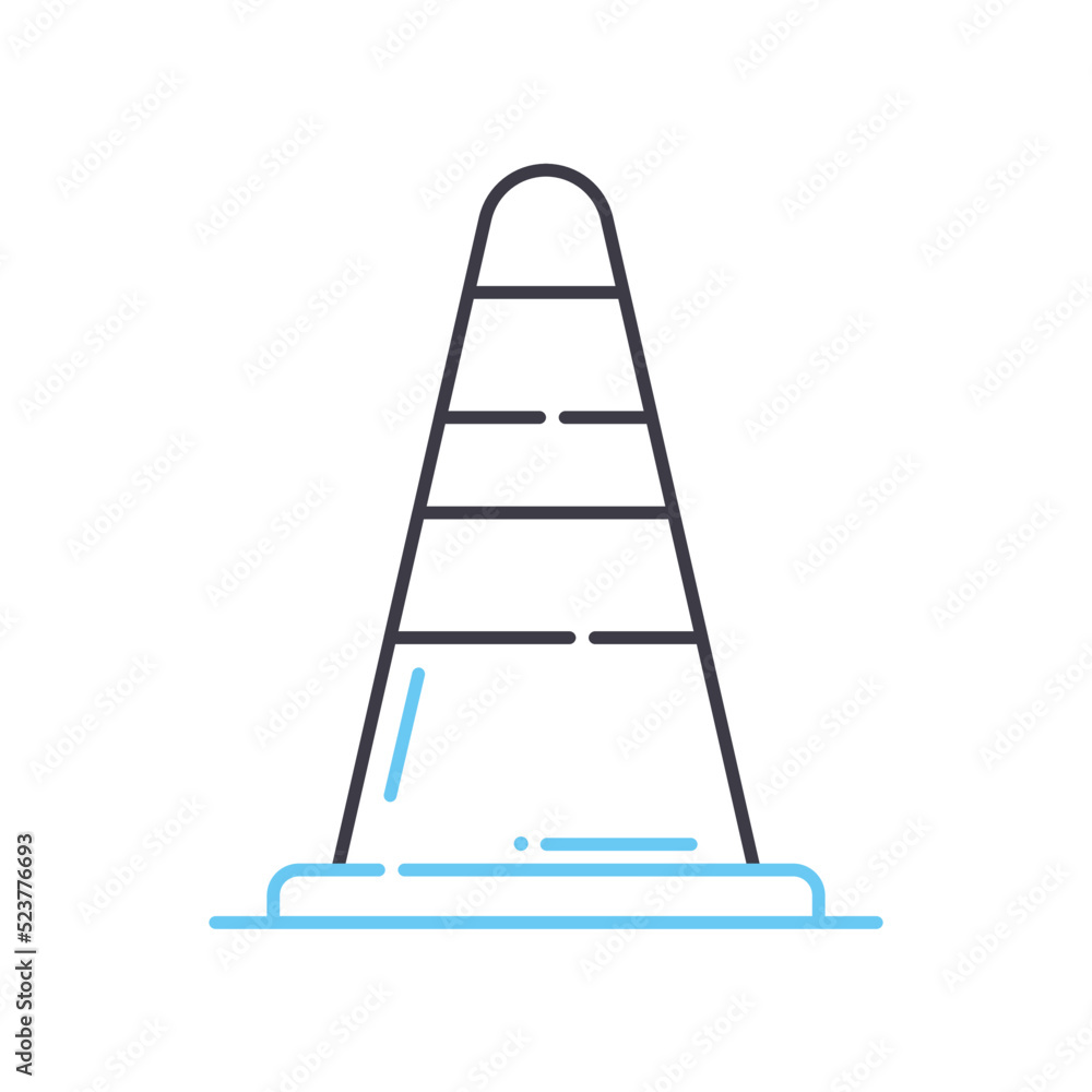 traffic cone line icon, outline symbol, vector illustration, concept sign traffic cone line icon, outline symbol, vector illustration, concept sign
