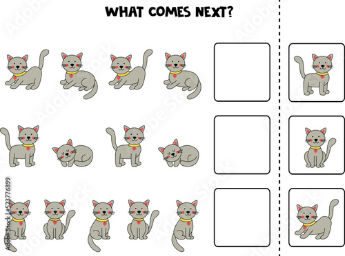 What comes next game with cute gray cats.