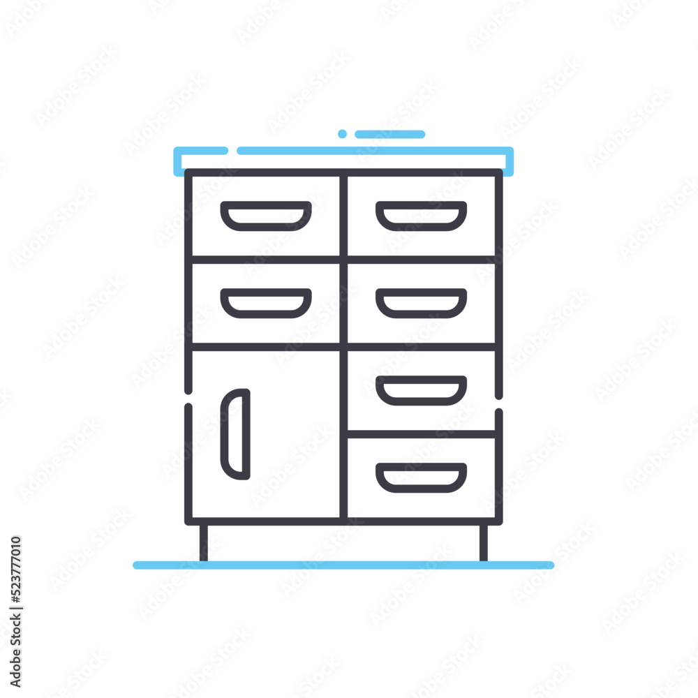 storage cabinet line icon, outline symbol, vector illustration, concept sign storage cabinet line icon, outline symbol, vector illustration, concept sign