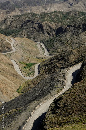 the curve of road in the mountains at Morocco