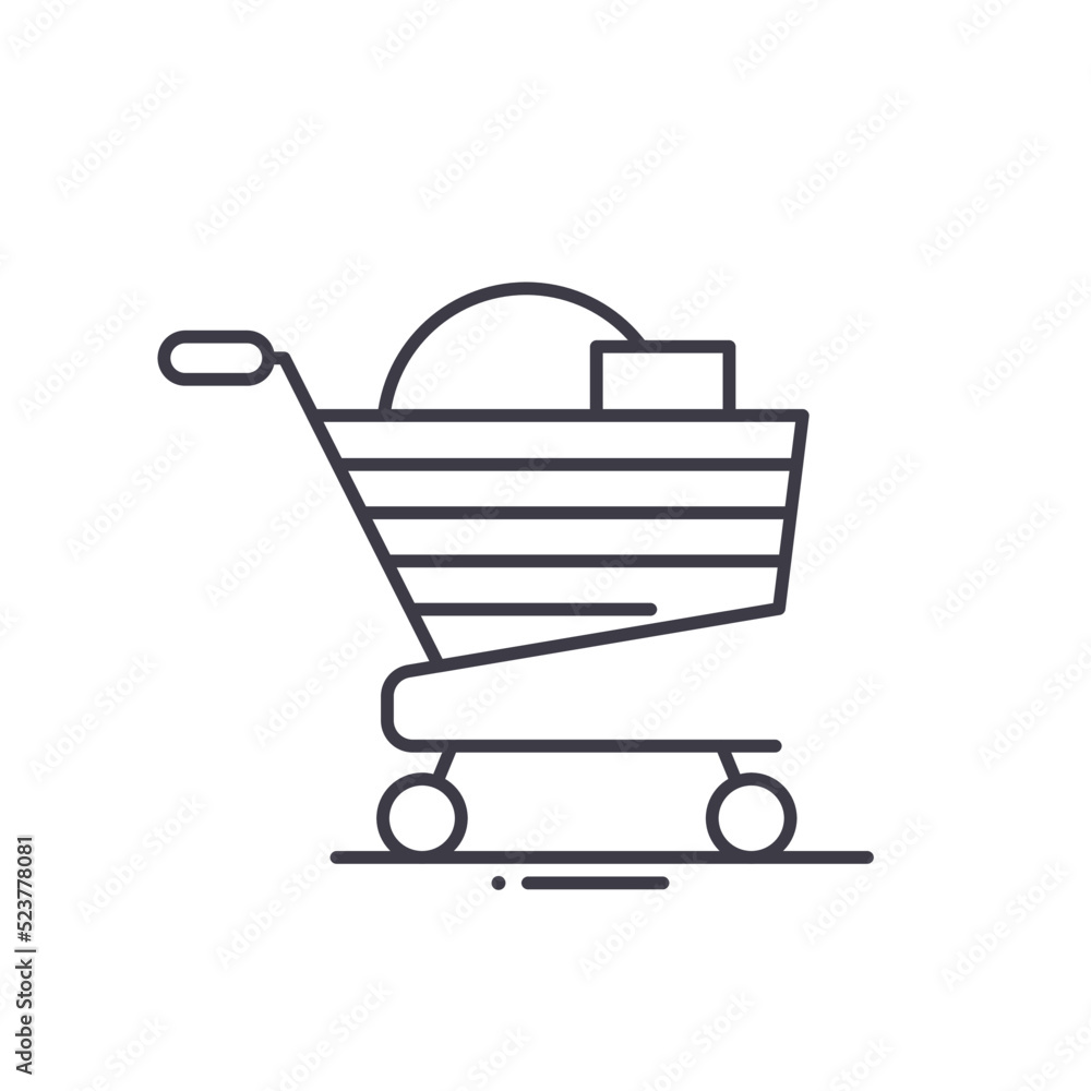 shopping mall cart line icon, outline symbol, vector illustration, concept sign shopping mall cart line icon, outline symbol, vector illustration, concept sign