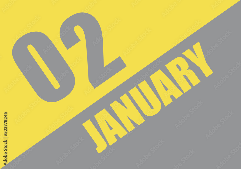 Calendar trendy colors 2021, 2 january. Background and lettering Ultimate Gray and Illuminating Calendar trendy colors 2021, 2 january. Background and lettering Ultimate Gray and Illuminating