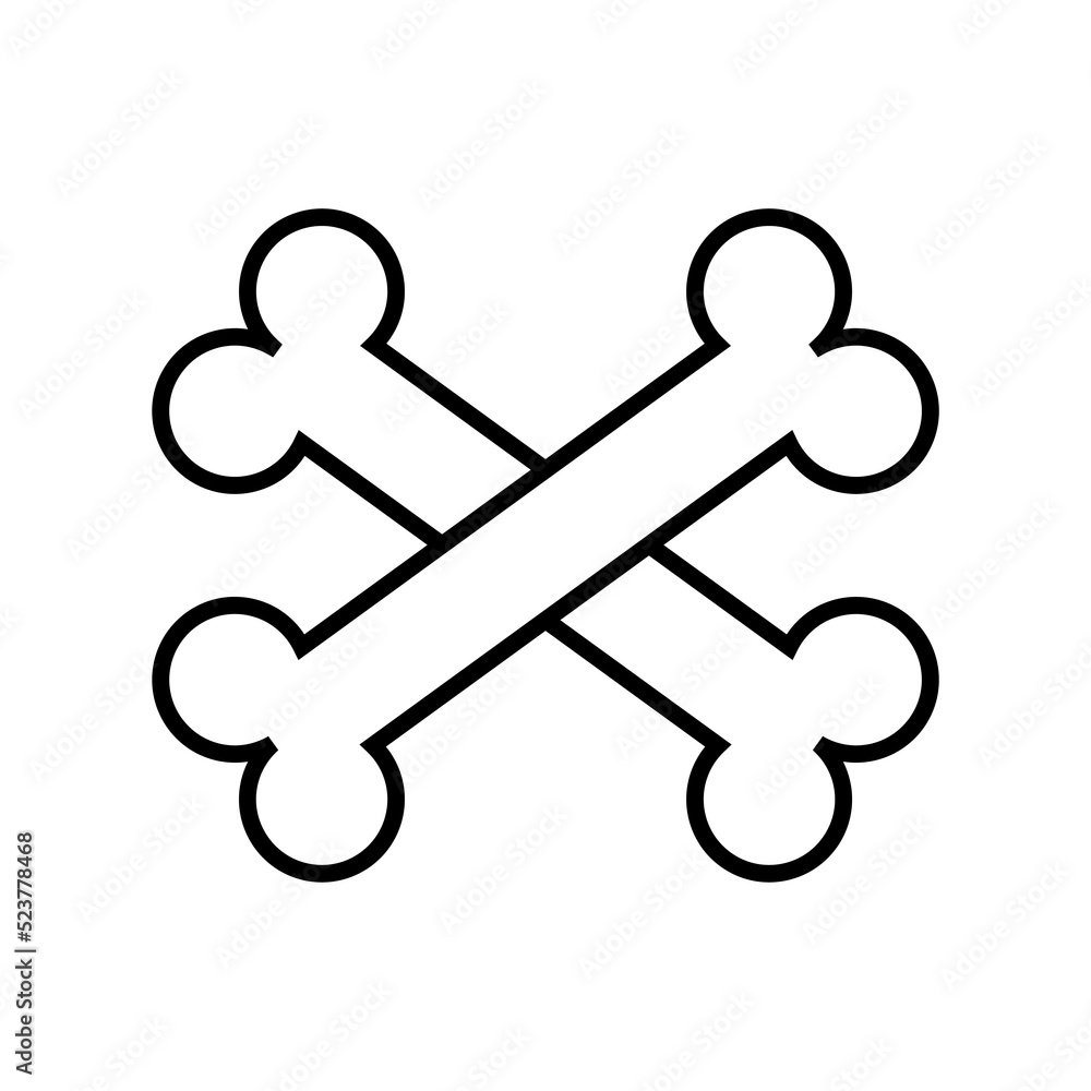Vector flat crossed bones isolated on white background Vector flat crossed bones isolated on white background