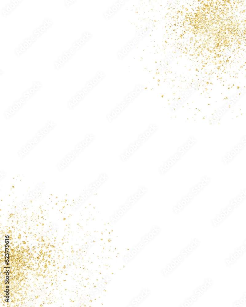 Golden paint splash, splatter, drops. Gold stain texture. Isolated png illustration, transparent background. Asset for overlay, montage, collage, pattern, mark making, greeting, invitation card.