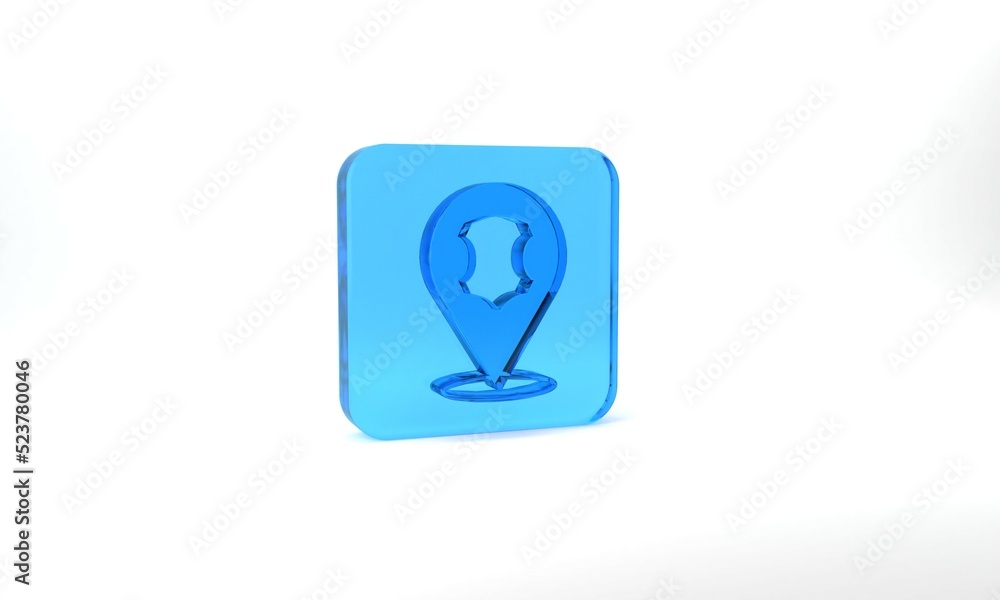 Blue Leather icon isolated on grey background. Glass square button. 3d illustration 3D render Blue Leather icon isolated on grey background. Glass square button. 3d illustration 3D render