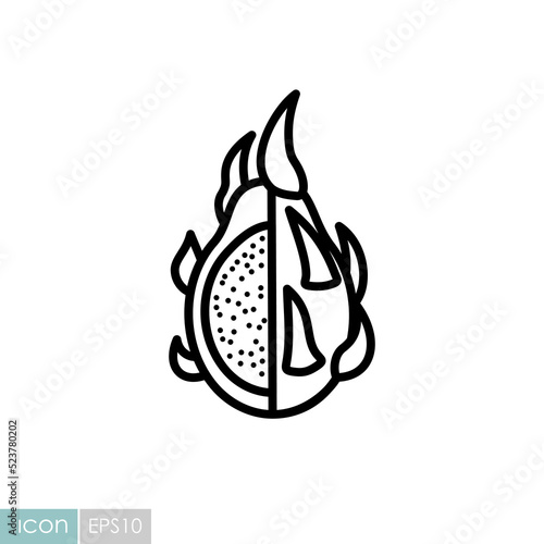 Dragon fruit, Pitaya or Pitahaya vector icon