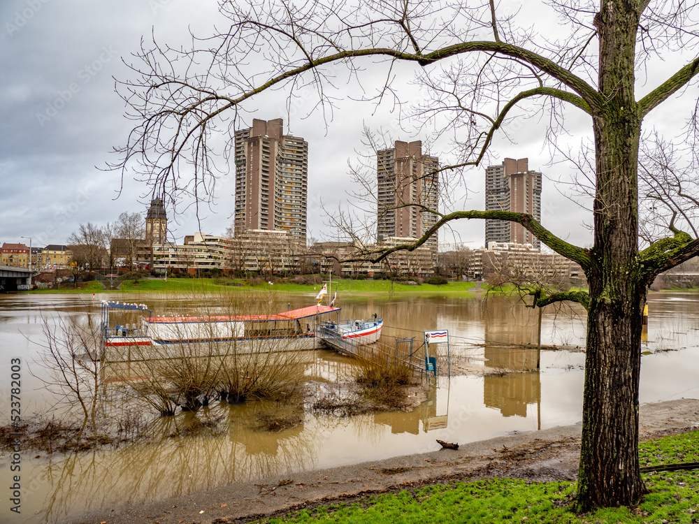 Obraz premium Mannheim Neckar Hochwasser