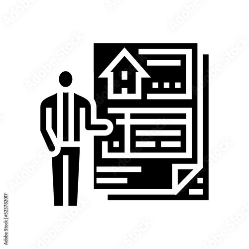 subcontractor bids interior design glyph icon vector illustration