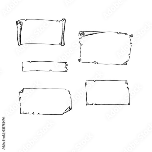 A set of vintage frames, banners, plates for album design. Isolated on white. Liner illustration.