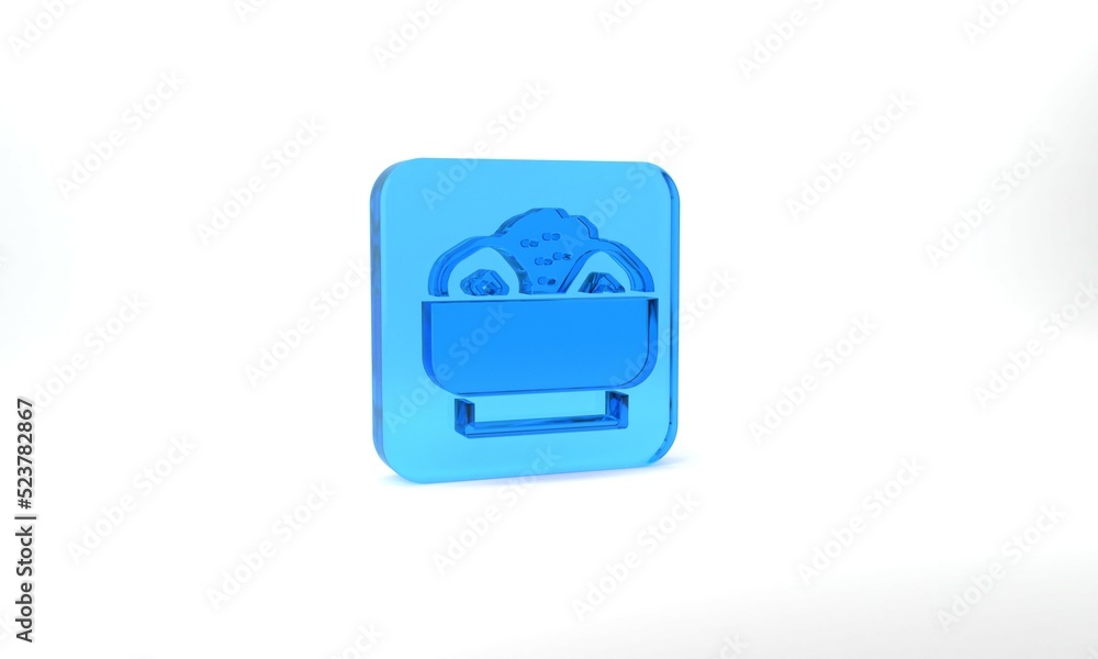 Blue Chow mein on plate icon isolated on grey background. Asian food. Glass square button. 3d illustration 3D render Blue Chow mein on plate icon isolated on grey background. Asian food. Glass square button. 3d illustration 3D render