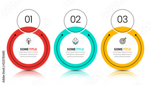 Infographic template. 3 circles with text and numbers