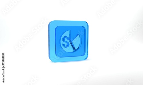 Blue Market analysis icon isolated on grey background. Report text file icon. Accounting sign. Audit, analysis, planning. Glass square button. 3d illustration 3D render © Iryna