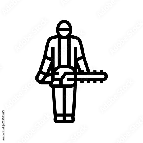 lumberjack wood timber line icon vector illustration