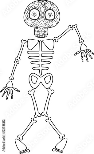 Mexican Catrina dancing skeleton, día de los muertos