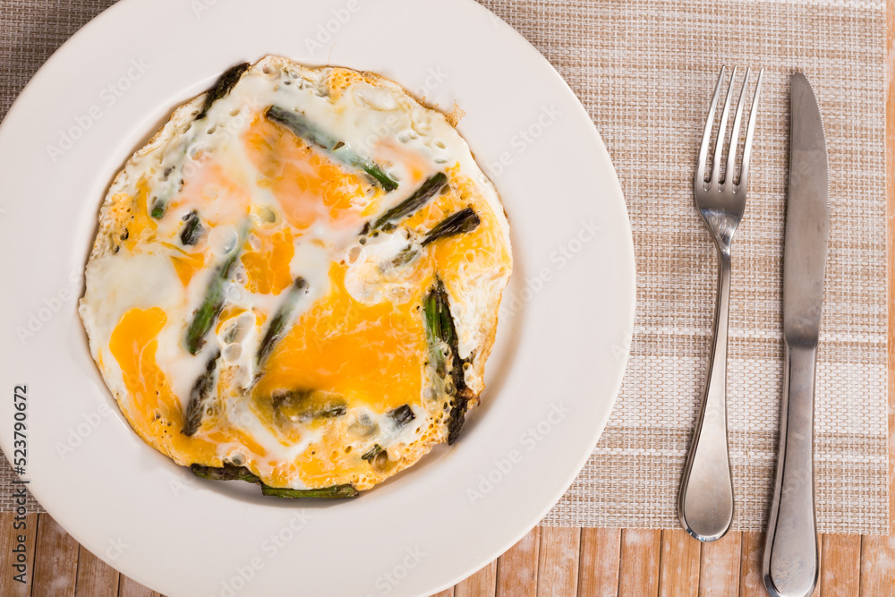 Scrambled eggs with asparagus for breakfast Scrambled eggs with asparagus for breakfast