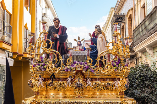 Throne or platform of the paso of la Santa Cena (Last Supper)  in procession of Holy Week photo