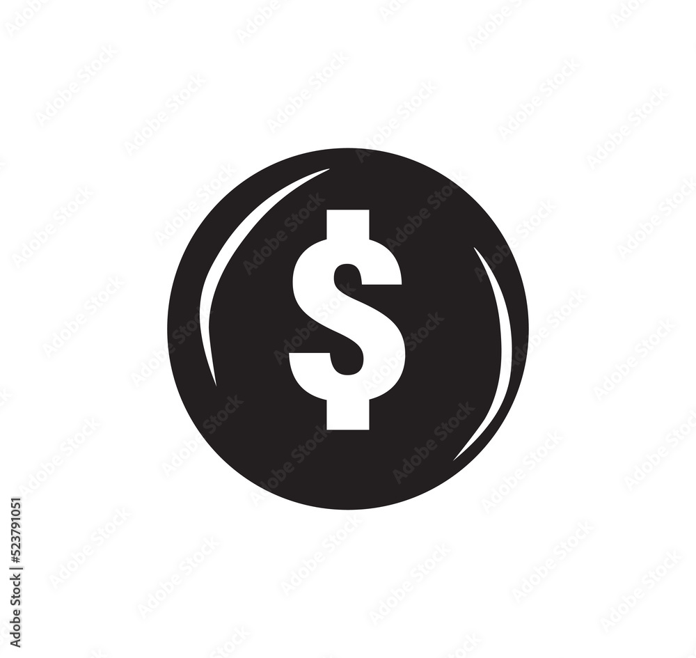 Dollar symbol in the circle, black dollar flat symbol. Dollar symbol in the circle, black dollar flat symbol.