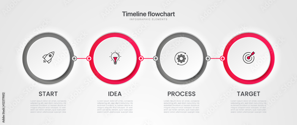 Timeline Circle Timeline circle infographic design with 4 options or steps ...