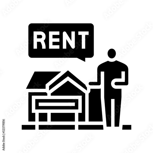 house renter property estate home glyph icon vector illustration