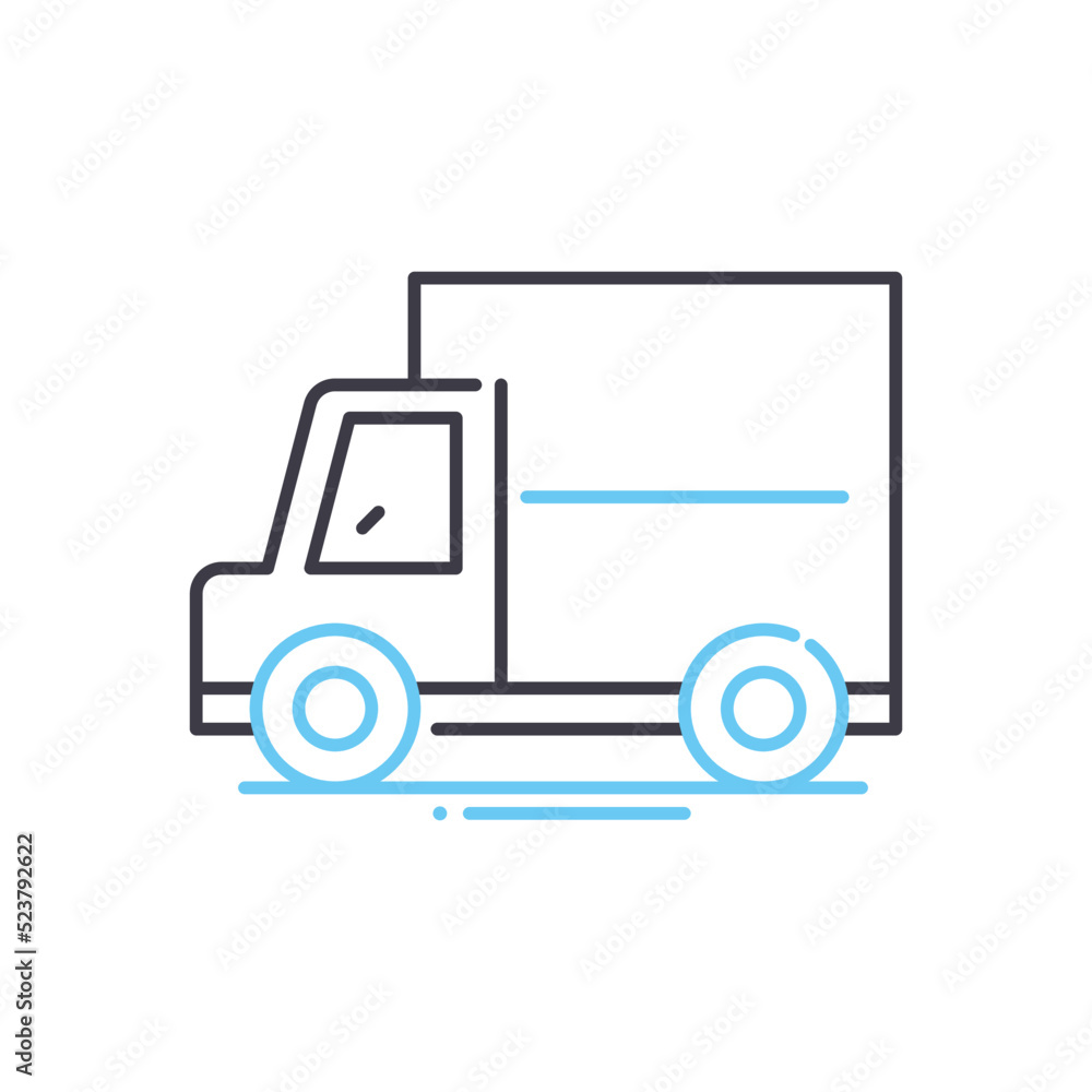 moving truck line icon, outline symbol, vector illustration, concept sign