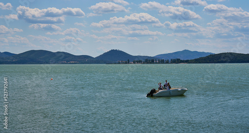 Lake Trasimeno from Monte del Lago in the summer, Italy
 photo