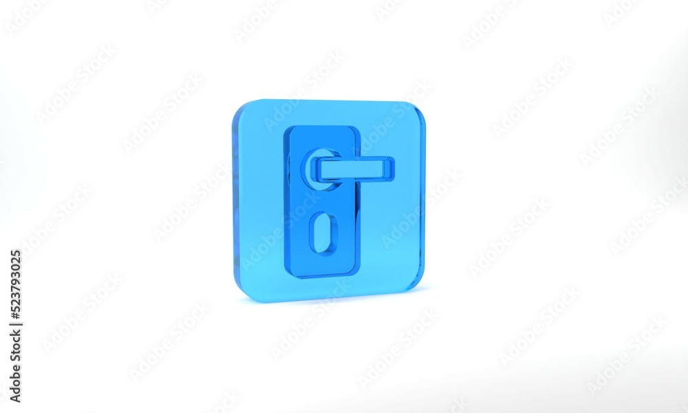 Blue Fingerprint door lock icon isolated on grey background. ID app icon. Identification sign. Touch id. Glass square button. 3d illustration 3D render Blue Fingerprint door lock icon isolated on grey background. ID app icon. Identification sign. Touch id. Glass square button. 3d illustration 3D render
