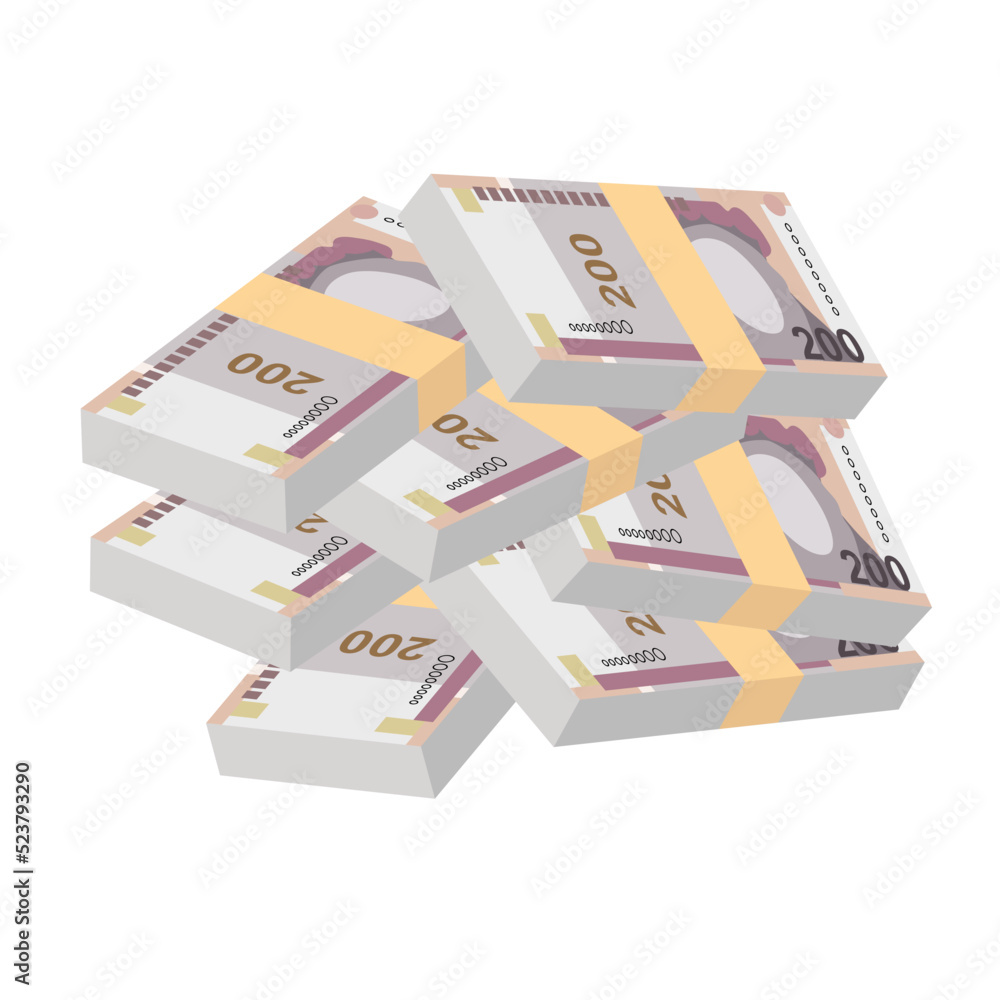 Peruvian New Sol Vector Illustration. Peru money set bundle banknotes. Paper money 200 PEN. Flat style. Isolated on white background. Simple minimal design. Peruvian New Sol Vector Illustration. Peru money set bundle banknotes. Paper money 200 PEN. Flat style. Isolated on white background. Simple minimal design.