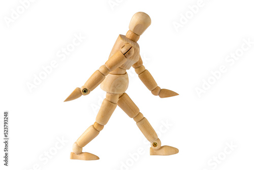 Wooden man figure in walk action