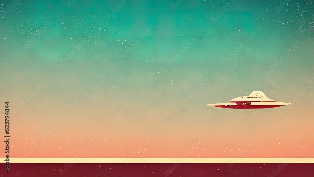 Minimal flat, spaceship, futuristic, 4K wallpaper with space and