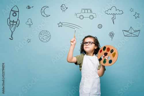 Bilde på lerret Talented kid dreaming of becoming a famous painter artist